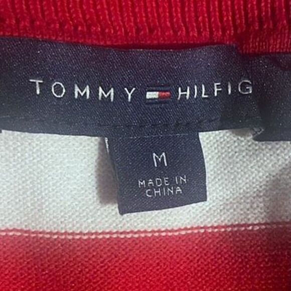 Tommy Hilfiger Iconic White Striped Patriotic Classic Turtleneck Sweater Wms Sz - Picture 6 of 6